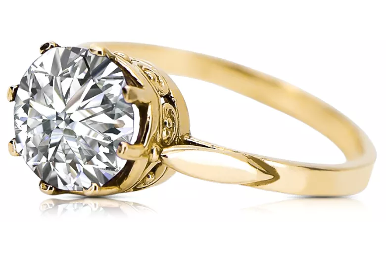 خاتم زركونيا 14 كارت من الذهب الأصفر أسلوب فينتاج vrc366y